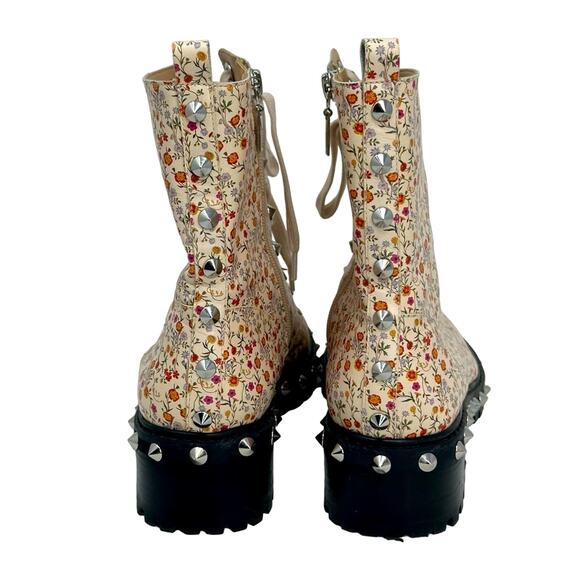 Schutz Andrea Lace Up Studded Floral Combat Boots - Picture 9 of 15